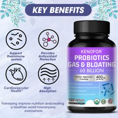 60 BILLION Prebiotic & Probiotics, Gas, Constipation & Bloating Relief