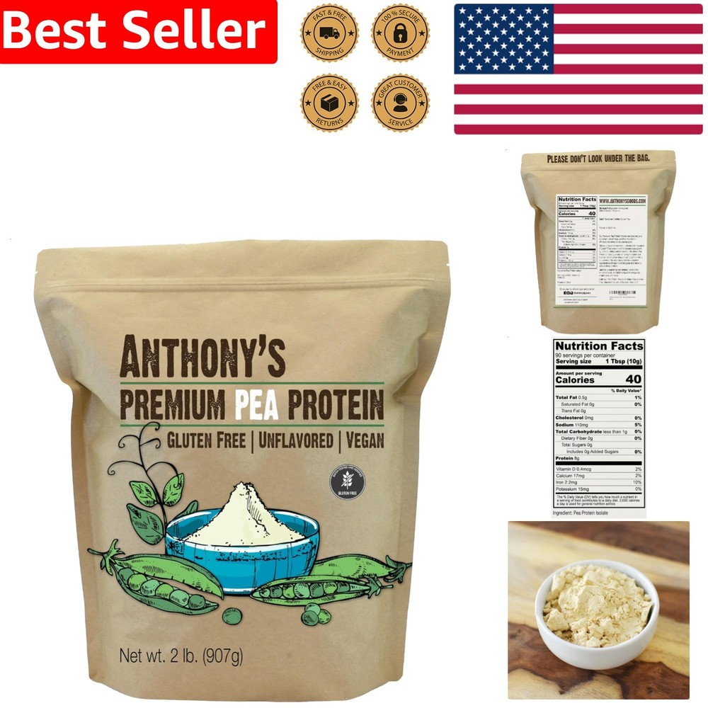 2lb Pea Protein Isolate Unflavored Keto Friendly Plant Based Shake