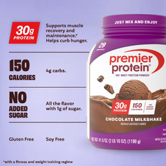 2P Premier Protein 100% Whey Protein Powder, Chocolate Milkshake, 30g Protein