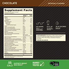 Optimum Nutrition Serious Mass, Chocolate, Weight Gainer Protein Powder