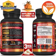Creatine HCL Capsules with HMB – Workout Supplement for 180 Count (Pack of 1)