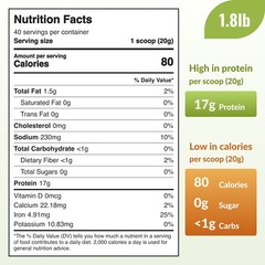 100% Pure Pea Protein Powder, 80% Protein Content, Unflavored, Vegan-1.8lbx8