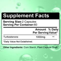 Turkesterone 1000mg High Strength Supports Muscle, Testosteron, 30/60/120 Caps