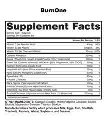 NutraOne BURN ONE 60 Capsules Thermogenic Energy Weight Loss Metabolism Diet