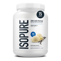 Isopure Zero Carb 100% Whey Protein Isolate Vanilla 15 Servings 25g Protein