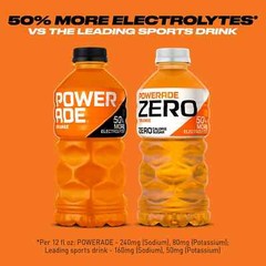 POWERADE Electrolyte Enhanced Zero Sugar Orange Sport Drink, 28 fl oz pack of 5