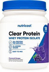Nutricost Clear Whey Protein Isolate Powder (Concord Grape) 1 LB -20g of Protein