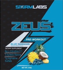 Storm Labs Zeus Pre Workout Supplement (30 Servings) Blue Hawaiian -Pump/Focus