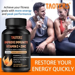 Vitamin C + Zinc + Ashwagandha 120 Capsules, Specially Selected Plant Extracts