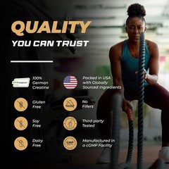 Creapure German Creatine Monohydrate Powder Supplements for Men & Women, Unfl…