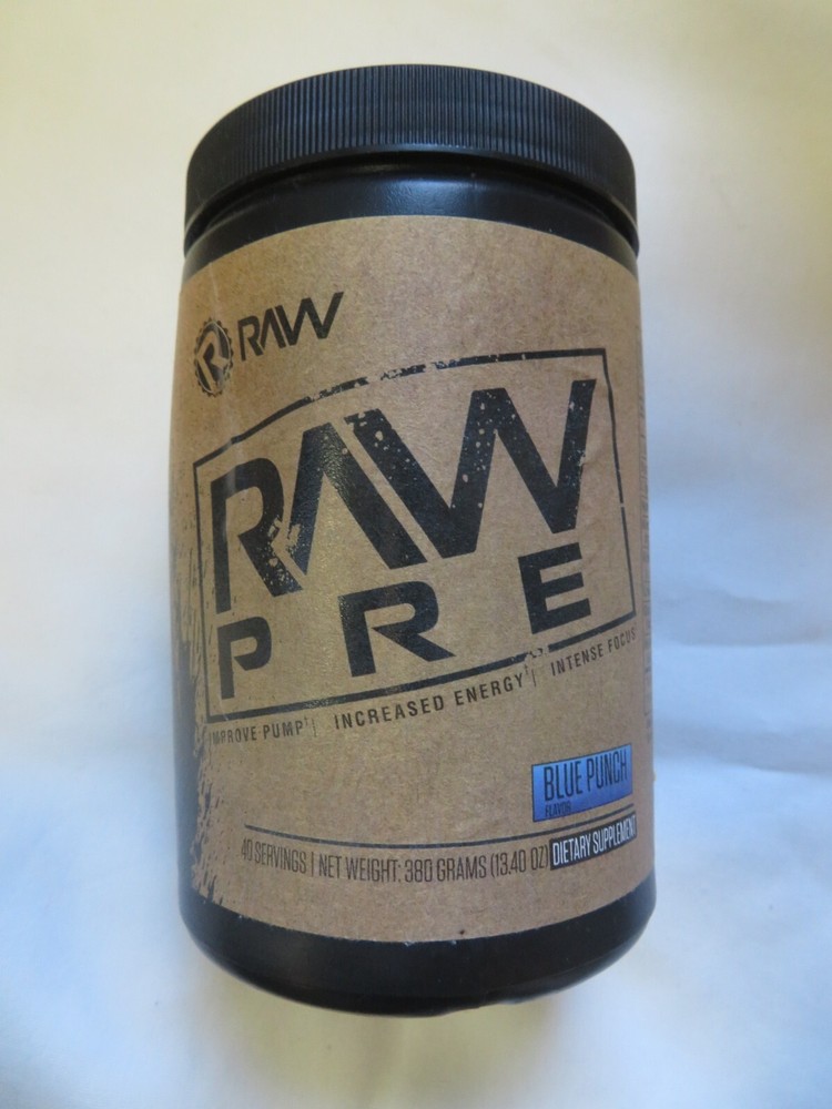 Raw Nutrition RAW PRE Blue Punch Flavor 13.4 Oz 40 Servings !2