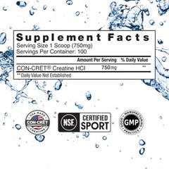 CON-CRET Creatine HCl Powder | Muscle, Cognitive, 2.6 Ounce (Pack of 1)
