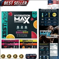 Electrolyte Powder Drink Mix – 40 Sticks with High Sodium for Rapid Rehydration