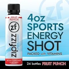 Zipfizz Sport Energy Shot Fruit Punch 4oz Hydration B12 Nitric Oxide Blend 24ct