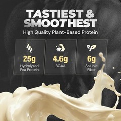 Plant Based Protein Powder 25g Protein ,4.6g BCAA | French Vanilla , 12 Servings