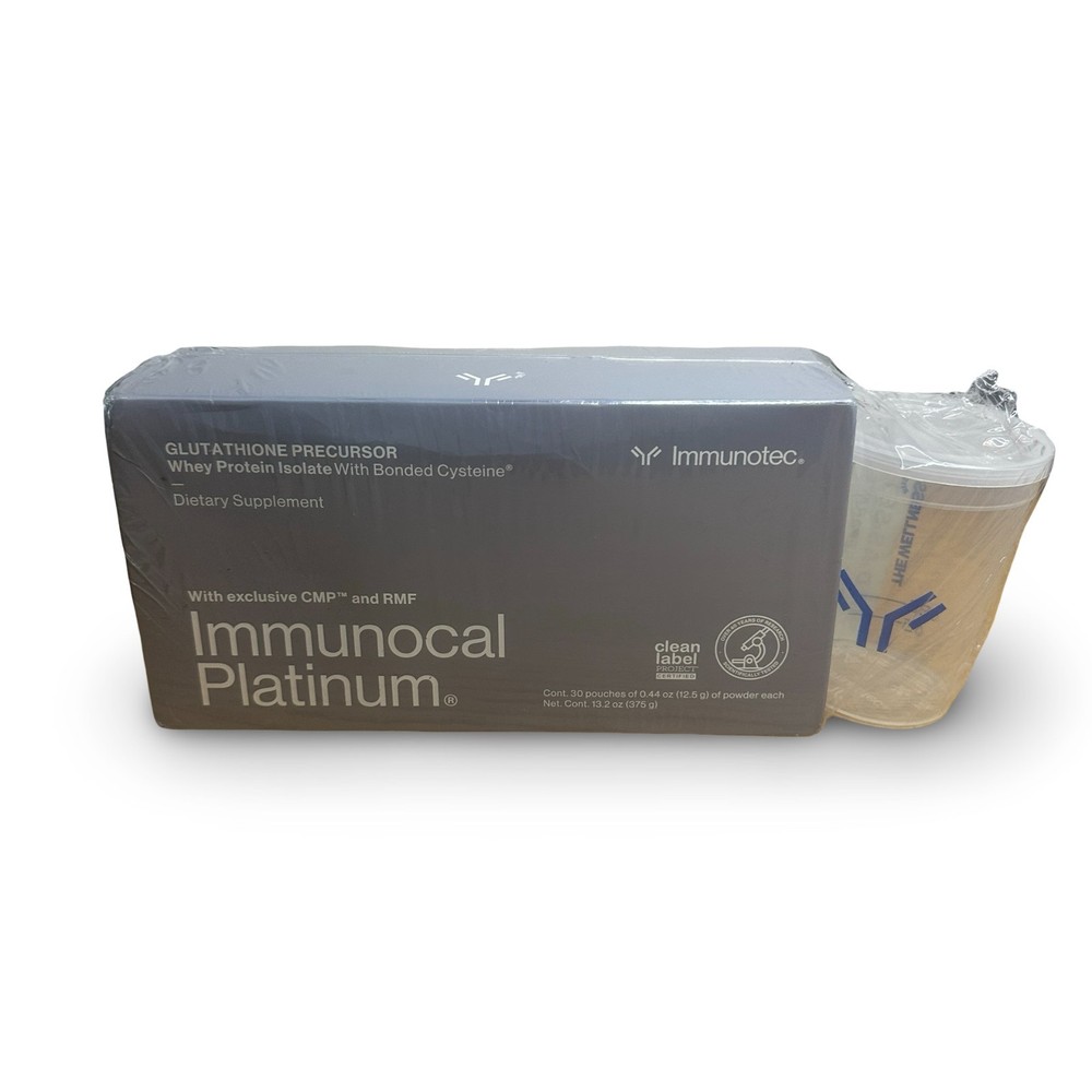 Immunotec Immunocal Platinum 30 Pouches w/ Shaker Cup Exp 1/2028 Sealed