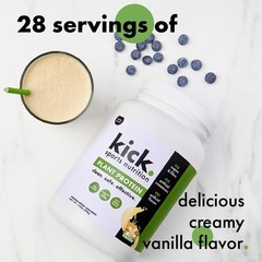 Kick Plant Protein Powder, Vanilla Flavor, 20 G Protein, Gluten Free Workout …