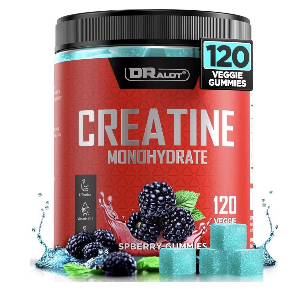 DRALOT Creatine Monohydrate Veggie Gummies Blackberry 120 Count