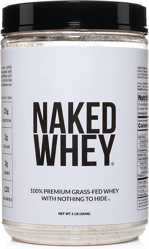 Naked WHEY 1LB – Only 1 Ingredient, 100% Grass Fed Whey Protein Powder from I…