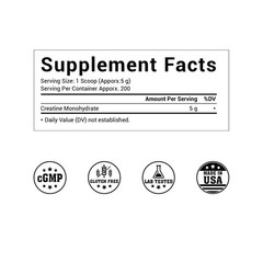 Pure Creatine Monohydrate Powder 2.2lbs (1000g) Micronized 200 Servings USA
