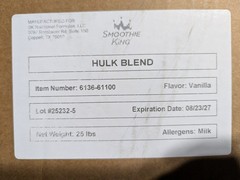 25 lb Smoothie King Hulk Vanilla Blend – Box Damaged, Bag Factory Sealed