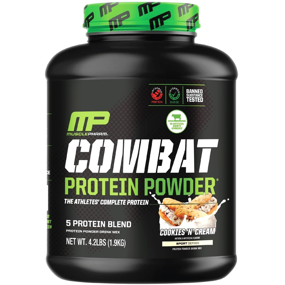 MusclePharm Combat Protein Powder, Cookies ‘N’ Cream, 4.2 Pounds, 52 Servings