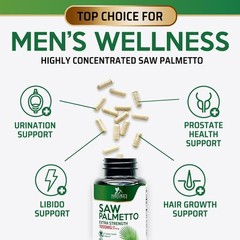 Saw Palmetto for Men 1000MG Prostate Health Supplement 120 Count (Pack of 1)