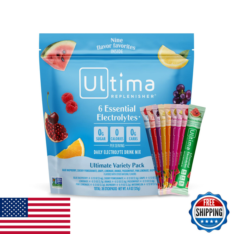 Ultima Replenisher Daily Electrolyte Powder Ultimate Variety Pack 36 Stickpacks