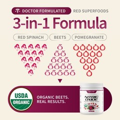 Organic Nitric Oxide Beet Root Powder or Pre Workout – Heart Health, Supports BP