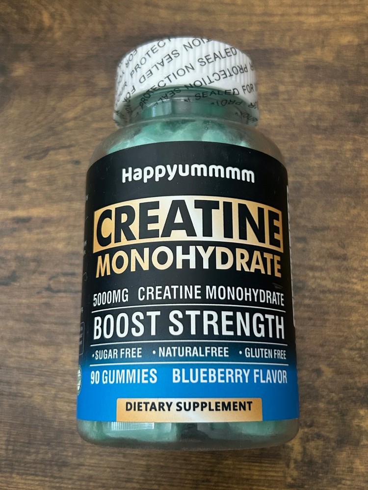 Happyummmm Creatine Monohydrate 5000MG 90 Gummies Blueberry Flavor Exp 10/26