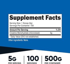 Nutricost Creatine Monohydrate Micronized Powder 500G, 5000mg Per Serv (5g)