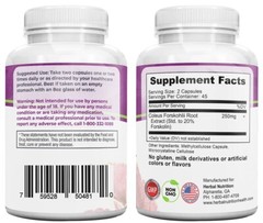 Forskolin Extract – 250mg At 20%, For Diet & Weight Loss *3 Pack* 270 Capsules!