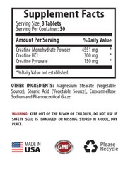 Muscle Growth – Creatine Tri-Phase 5000mg – Weight Gainer – 270 Tablets 3 Bottle