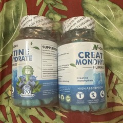 Noavii Creatine Monohydrate Gummies Blueberry Sugar Free 180 count Exp 11/26