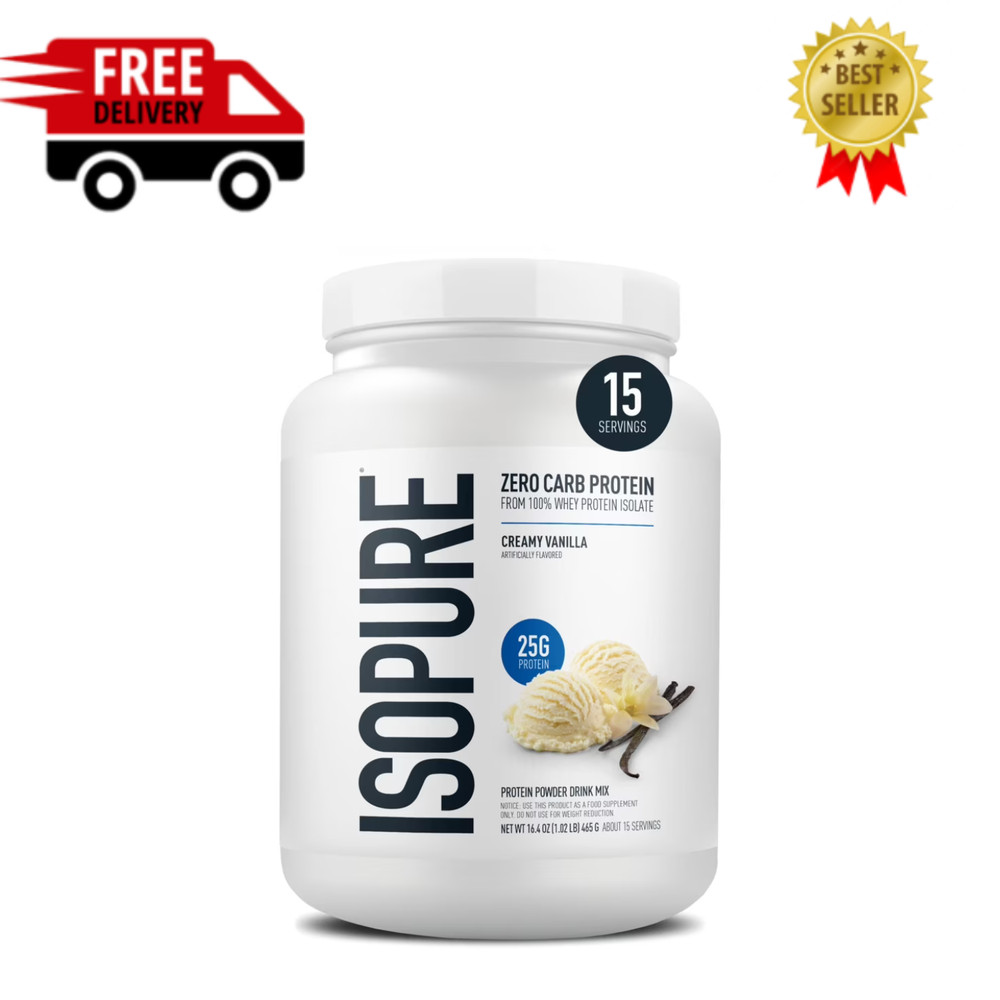 Isopure Zero Carb Whey Protein Isolate Creamy Vanilla 25g Protein 15 Serv