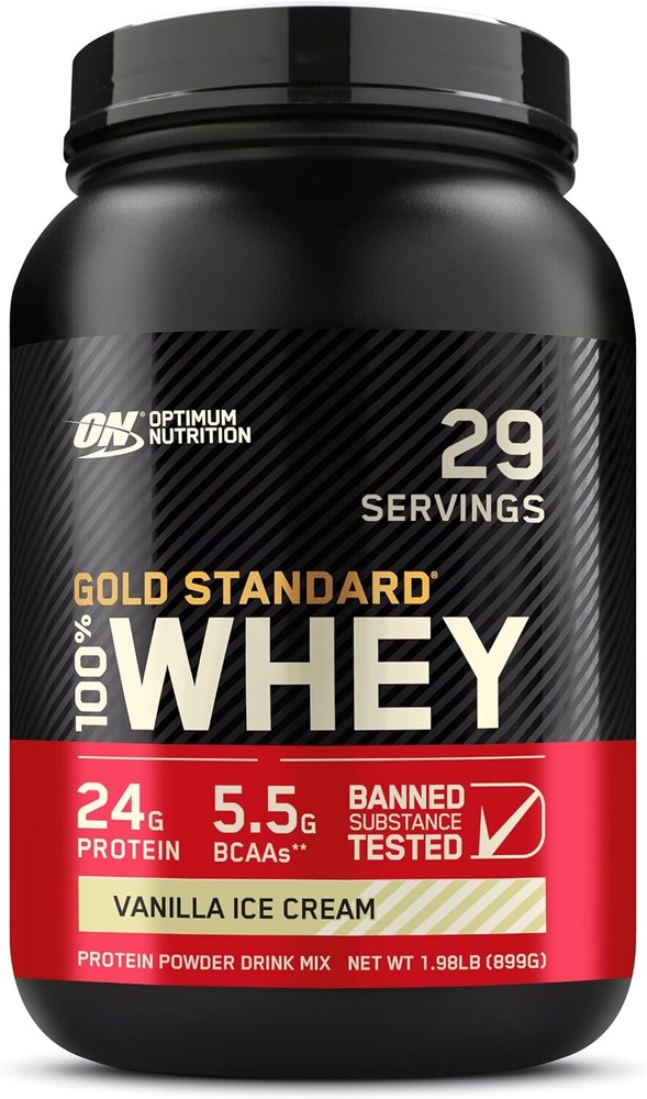 Optimum Nutrition Gold Standard 100% Whey Protein Powder – Vanilla Ice Cream…