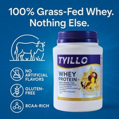 100% Grass Fed Whey Protein Vanilla High Protein Shake Mix with BCAAs
