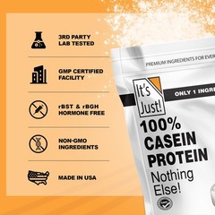 It’s Just! – 100% Casein Protein Powder, Made in USA, One 1 Pound (Pack of 1)