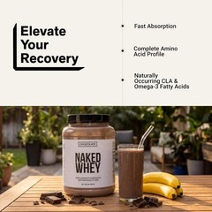 NAKED Whey Chocolate Protein Powder – Grass Fed Whey Protein – 24 Servings