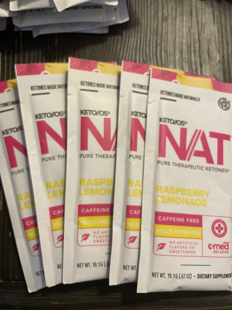 Pruvit Keto OS NAT Ketones Raspberry Lemonade decaf Caffeine free 5 Packets