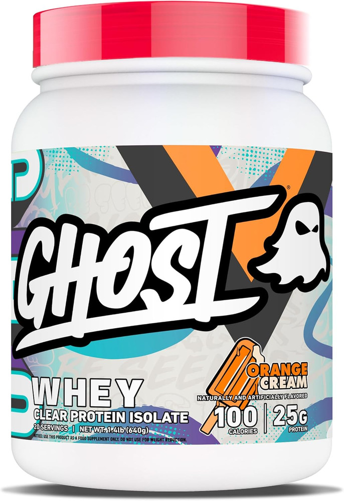 GHOST Clear Whey Isolate Protein Powder, Orange Cream – 1.4 LB Tub, 25G of Whey