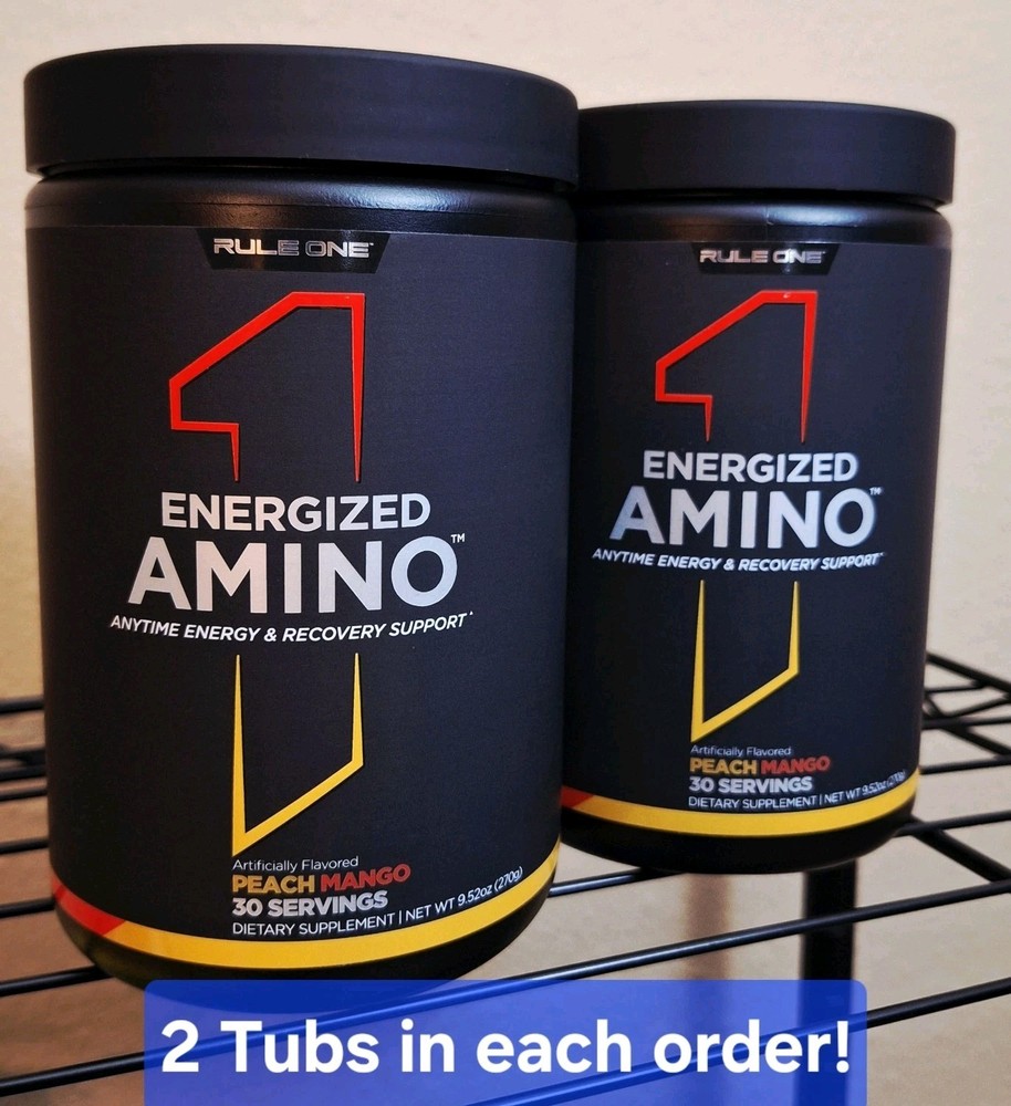 2 Tubs Rule One Energized Amino, PeachMango, 30 Serv, 120mg caffeine, 04/2027✨️