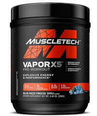MuscleTech Pre-Workout Powder, Vapor X5 blue razz freeze 9.40 oz. 03/2027