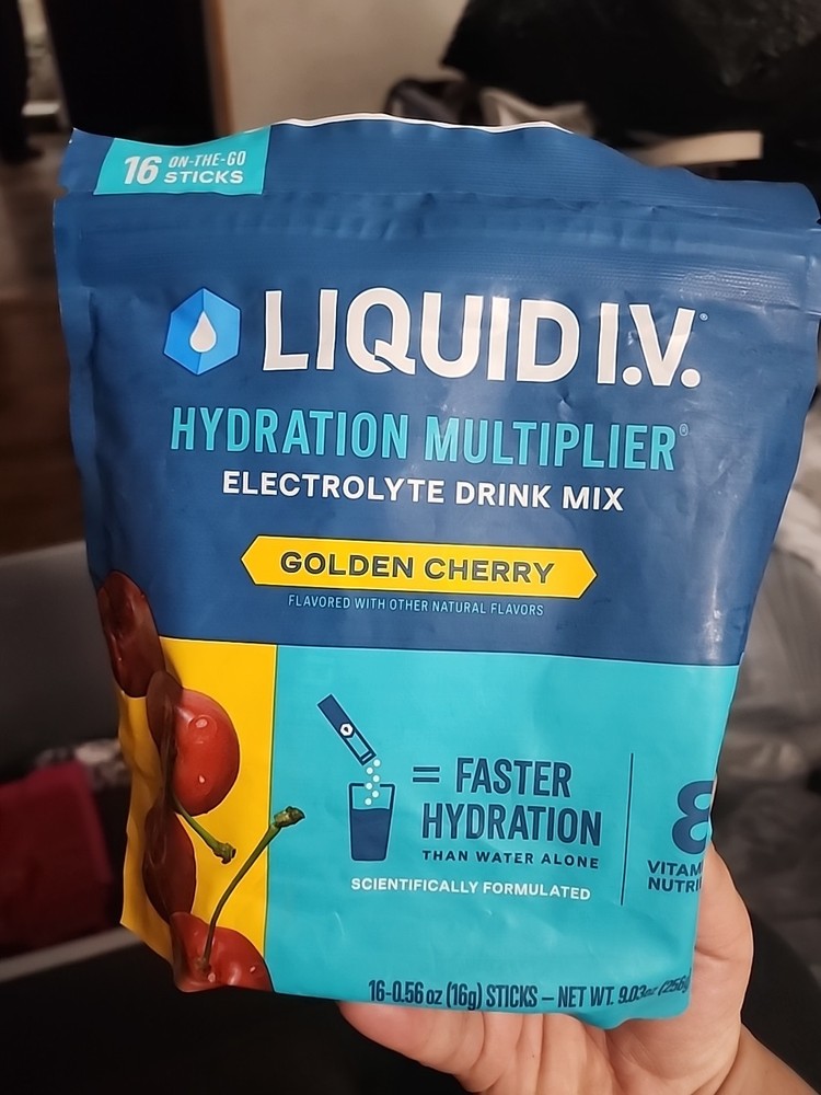 Liquid IV Hydration Multiplier Electrolyte Drink Mix Golden Cherry 16 Sticks