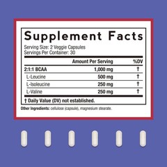 Doctors Recipes BCAA 1000 mg, 211 Ratio, L-Leucine, L-Isoleucine, L-Valine, B…