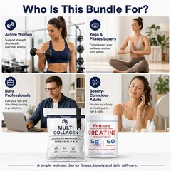 Creatine Monohydrate + Multi Collagen Powder for Women 60 Servings Glute Builder