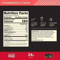 Gold Standard 100% Whey Protein Powder, Strawberries & Cream, 22 Servings