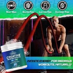 Bear Grips Pure Creatine Monohydrate Powder 50 Servings of Instantized Creatine