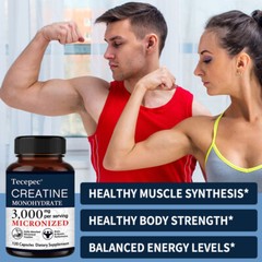 Pure Creatine Monohydrate Capsules 3000mg for Muscle Mass Strength