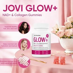 Jovi Glow+ NAD+ & Collagen Gummies, Multi-Type Hydrolyzed Collagen Peptides, Res